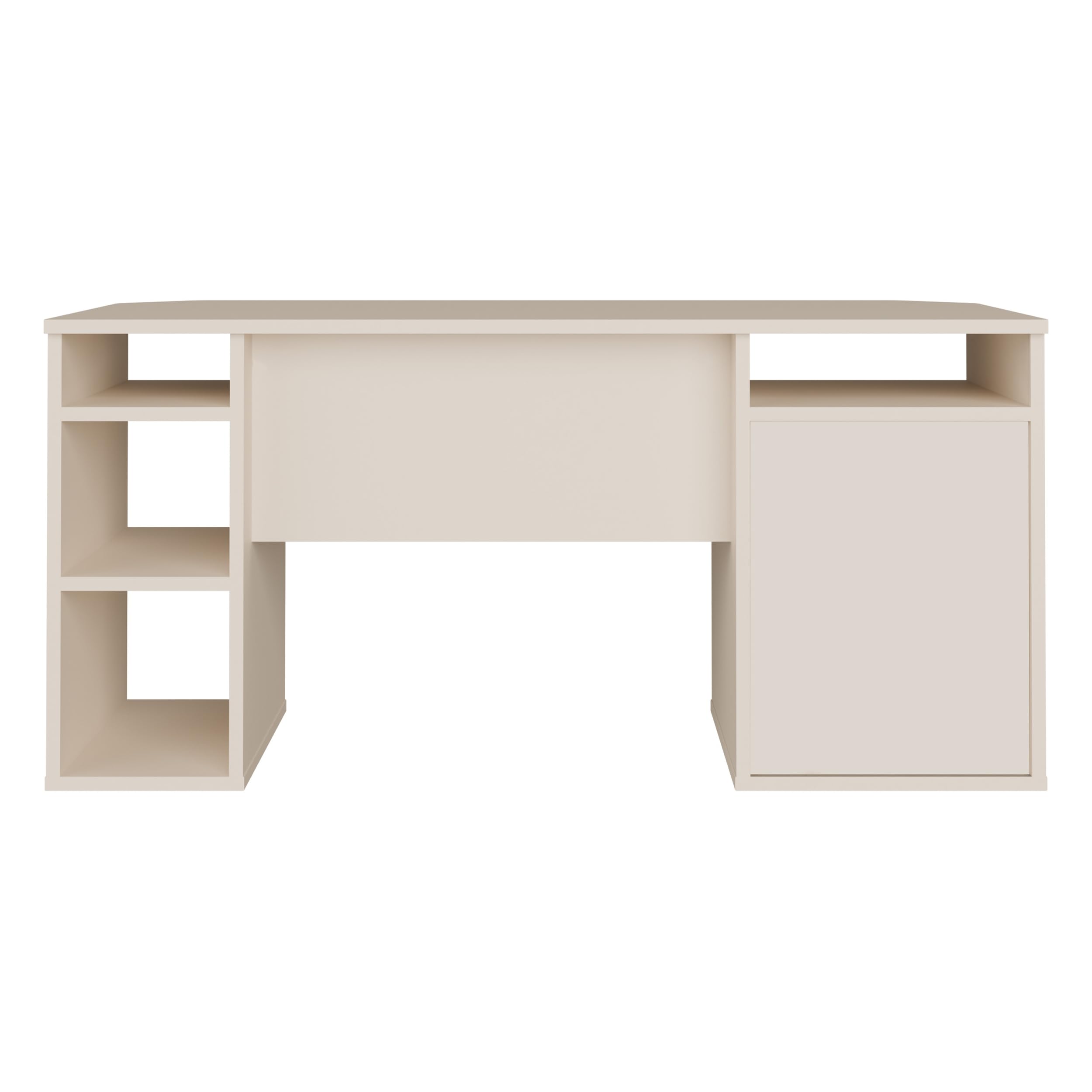 Forte TEZAUR Schreibtisch 160, moderner Schreibtisch mit Schublade, Tür und vielen Fächern, Jugendzimmer, Büro, Holzwerkstoff, Kaschmir Beige, 160 cm breit x 75,7 cm hoch x 72 cm tief