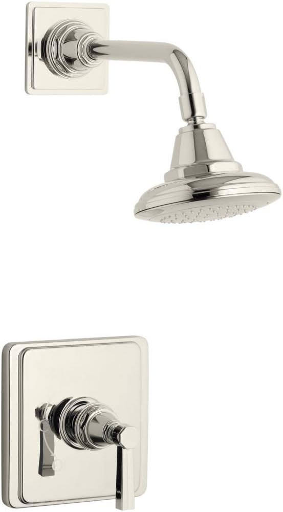 Kohler TS13134-4B-SN Pinstripe Rite-Temp® Shower Valve Trim with Lever Handle & 2.5 Gpm Showerhead Vibrant Polished Nickel