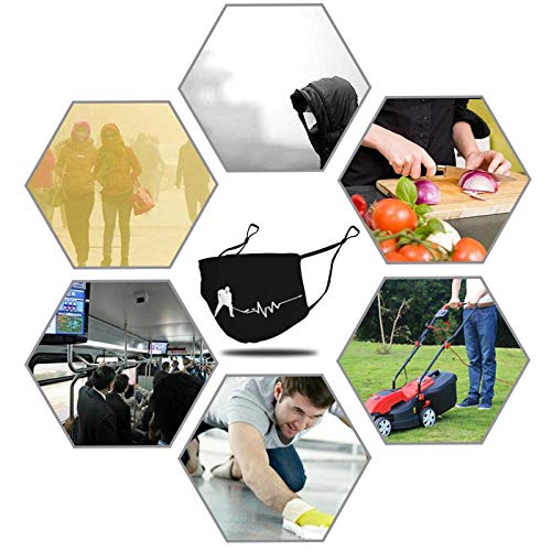 Hockey Heartbeat Kids Face Mask Set Of 2 With 4 Filters Washable Reusable Adjustable Black Cloth Bandanas Scarf Neck Gaiters For Adult Men Women Fashion Designs #TOP4