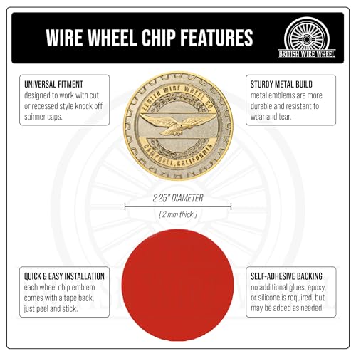 Image of Zenith Gold & Chrome 3D Metal Wheel Chip Emblem (Single) | 24K Triple Gold and Chrome Plated Solid Metal Wheel Chip Emblem, 2.25 inch | for Lowriders w /Recessed Knock Off Spinner Caps