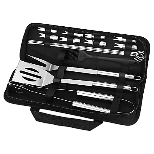 Attrezzi per Barbecue Set, 16PCS Utensili Barbecue Kit, Posate Barbecue Grill Set di Attrezzi Barbecue Griglia di Cottura in Acciaio Inox con Pinza, Paletta, Spazzola per Grill/Spiedini/Forchetta