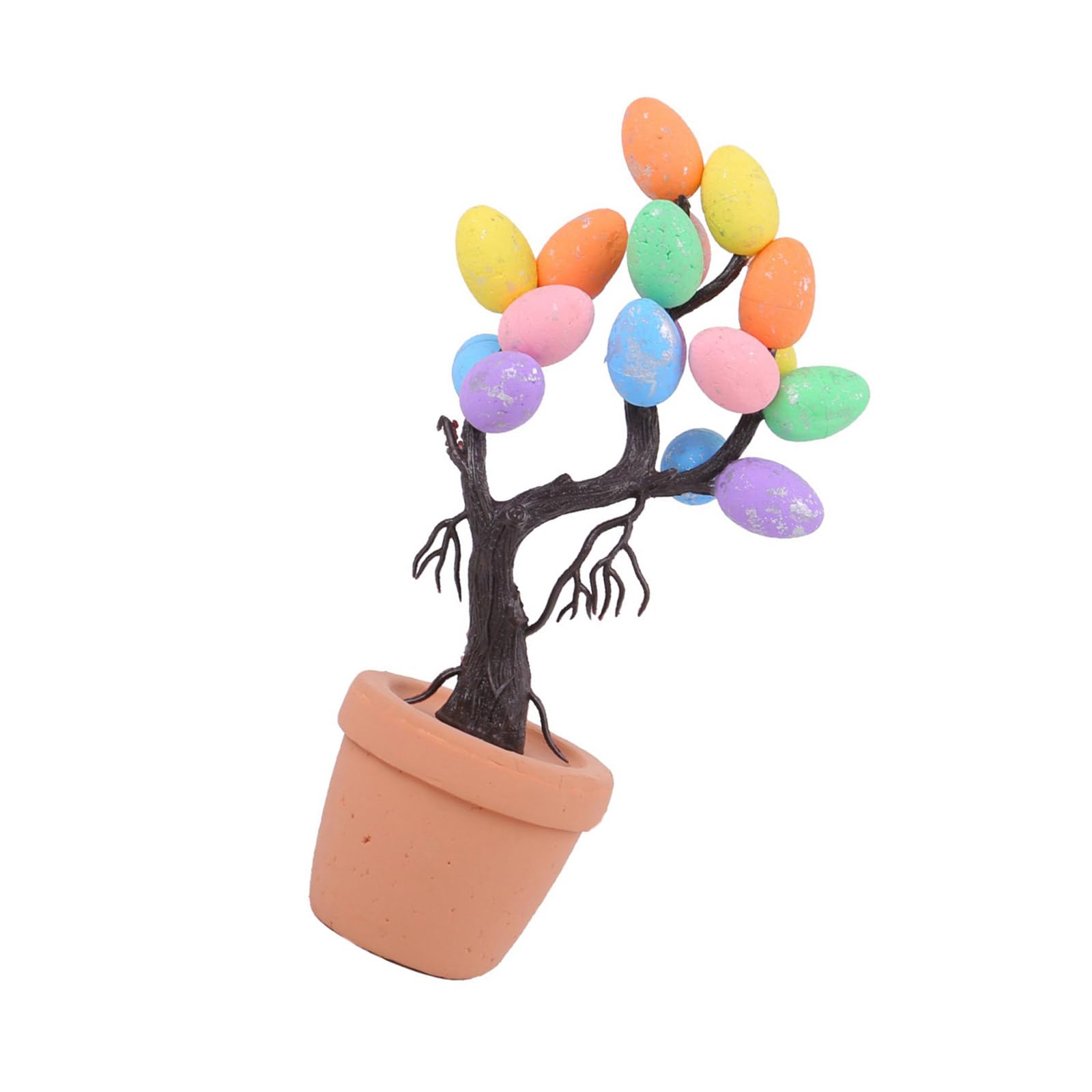 Realistic Easters Eggs Tree Ornament Potted Plant Tabletop Decoration Centerpieces for Dining Table or Workspaces Easy Placement Decoration