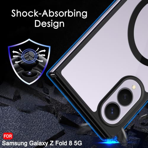 Image of TheGiftKart Hybrid Shockproof Back Cover Case for Samsung Galaxy Z Fold 8 5G Compatible with MagSafe | Hard Back Cover Case for Samsung Z Fold8 5G (PC & TPU, Transparent Clear Back, Black Sides)