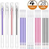 Cantidad abundante: 4 plumas de tela que se pueden borrar con 24 recargas adicionales en 4 colores, las recambios de repuesto dan vida extra a la pluma, cantidad abundante para usar durante mucho tiempo
