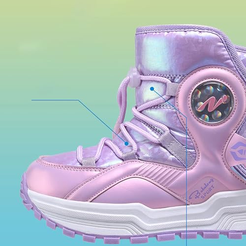 Girls Snow Boots Resistant Outdoor Warm Ankle Winter Shoes Toddler/Little Kid Snow Boots For Boys Size 4.5 Big Kid4