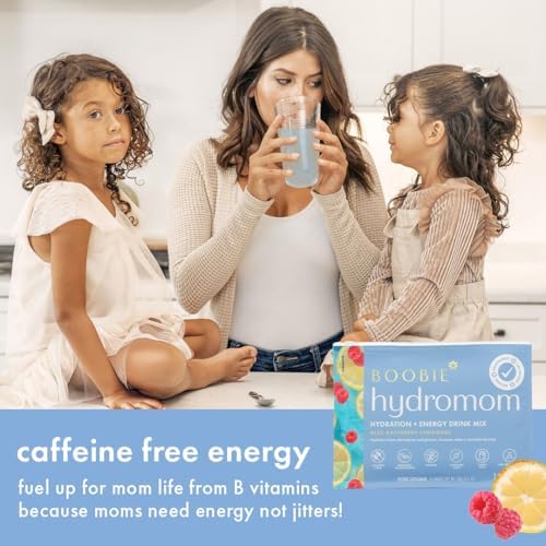 Boobie Hydromom Superfood Electrolyte Drink Mix, Blue Raspberry Lemonade | Refreshing Energy & Hydration Boost for Mamas | On-The-Go & Travel Essentials for Pregnancy, Lactation, & Beyond, 15 Packets - 4