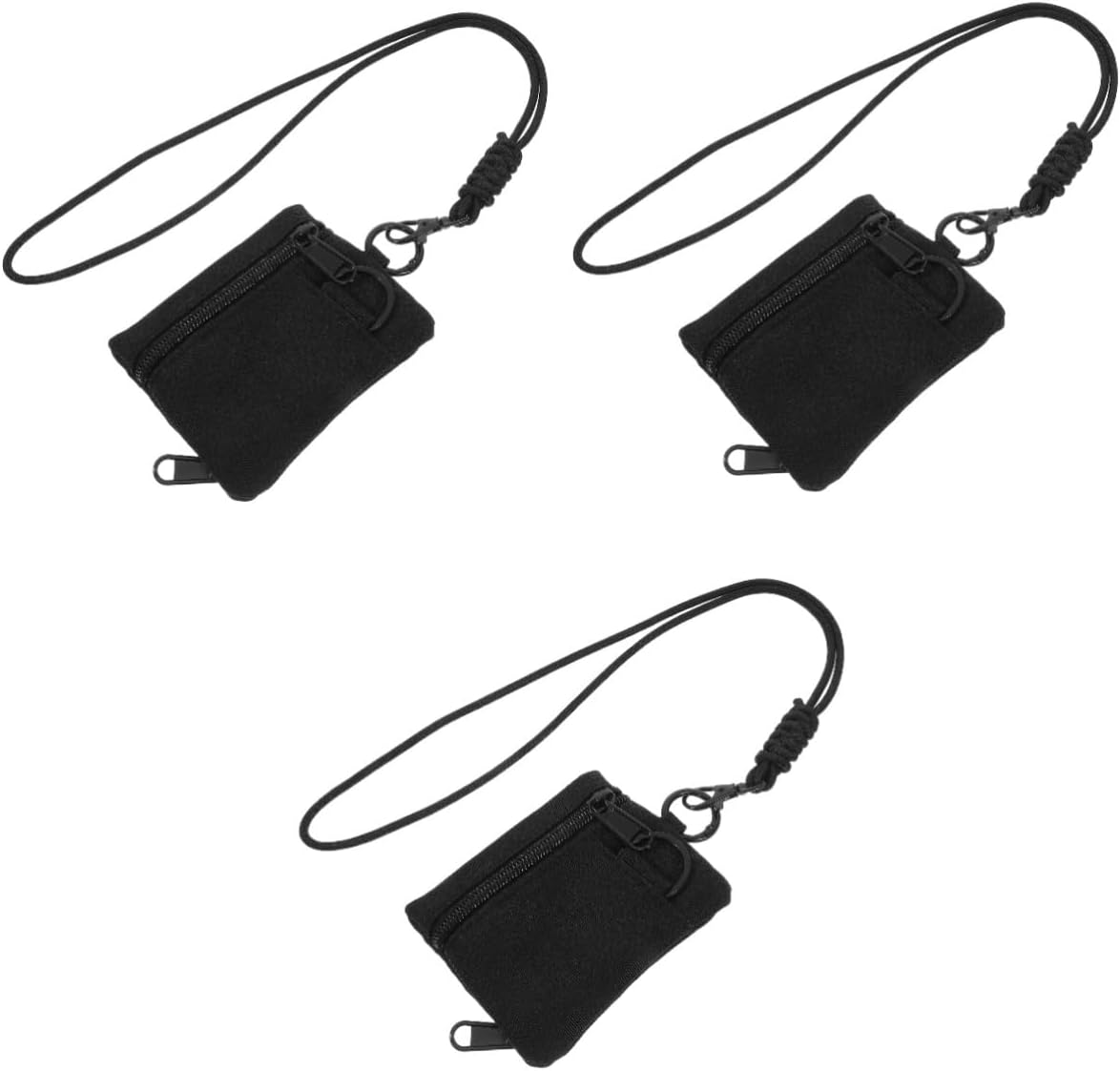 SECFOU 3pcs Mini Hanging Pouch for Earphones and Small Items Lightweight Lanyard Wallet for Outdoor Activities Compact Storage Bag for Keys and Cards