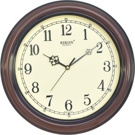 Rikon Quartz Plastic Round Shape 30 cm X 30 cm Fancy Premium Home Decor Wall Clock (Wood Ivory) For Home And Office