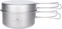 iBasingo Conjunto de panelas de acampamento de titânio, panela de 1000 ml e panela de 500 ml com alça dobrável, panelas ultraleves para caminhadas, acampamento solo e cozinha ao ar livre, utensílios