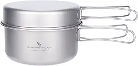 iBasingo Conjunto de panelas de acampamento de titânio, panela de 1000 ml e panela de 500 ml com alça dobrável, panelas ultraleves para caminhadas, acampamento solo e cozinha ao ar livre, utensílios
