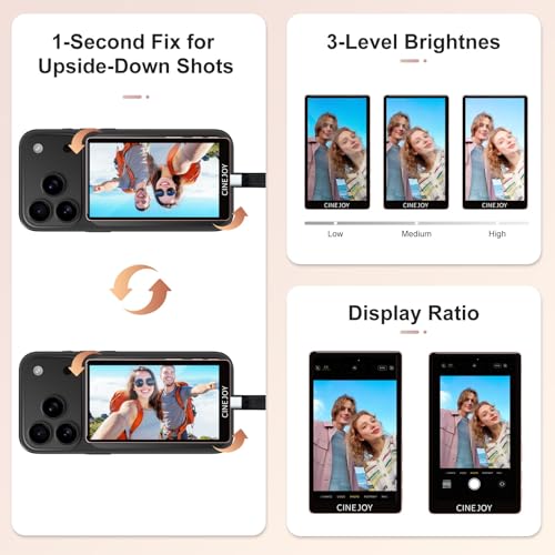 Image of EACHSHOT CineJoy M2 Vlog Selfie Monitor Screen for iPhone 15 and Above Series,4K 120fps Magnetic Back Camera Monitor with Mic Port for Live Streaming,TikTok (4.02 inch Pink)