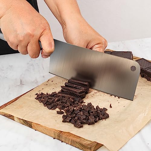 Joeji's Couteau de Cuisine en Acier Inox 17 cm - Couperet Style Asiatique Chinois Japonese avec Manche Durable et Ergonomique - Hachoir de Viande, Poulet, Légumes - Couteau Cuisine Professionale