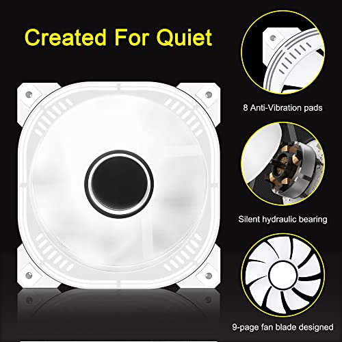 Conisy Silent Series 120Mm Case Fan For Computer Case, Led Pc Case Fan With 4Pin Molex & 3Pin Motherboard Connector - White (2 Pack) #TOP4