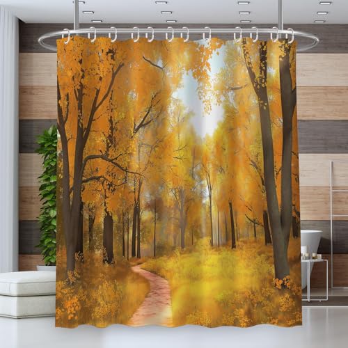 Rideau de douche imperméable en polyester de style automne : confort lavable pour votre bain