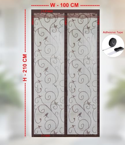 Image of The Furnishing Tree Strong Magnetic Mosquito Net Door Curtain | Automatic Self Closing | Designer Lace at the top with Breathable Fly Protection for Main Door, Balcony, Kitchen & Bedroom, 210x100 CM.