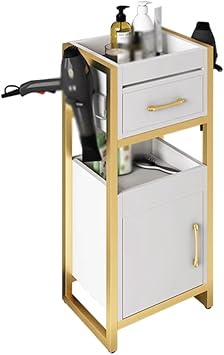 GRRICEPL Beauty Salon Storage Cabinet, Salon Station, Barber Salon Stations for Hair Stylist, Salon Organizers And Storage, With1-Drawer 1 Cupboard Color Gold, Size 40x30x85cm
