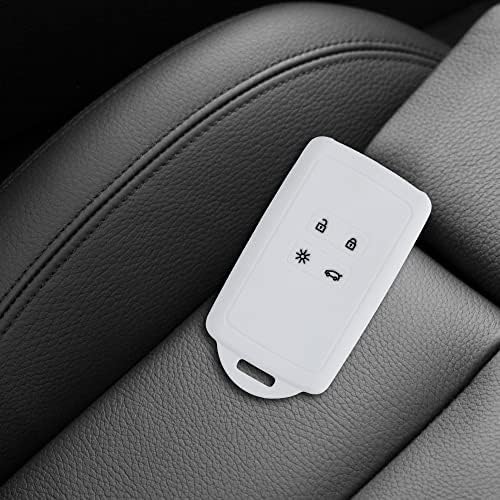 kwmobile Pokrowiec na kluczyk samochodowy kompatybilny z RENAULT 4 przyciski kluczyk samochodowy Smart Key (tylko Keyless Go) - Silikonowy ochronny brelok z oczkiem - minimalistyczny zaćmienie czarny/biały