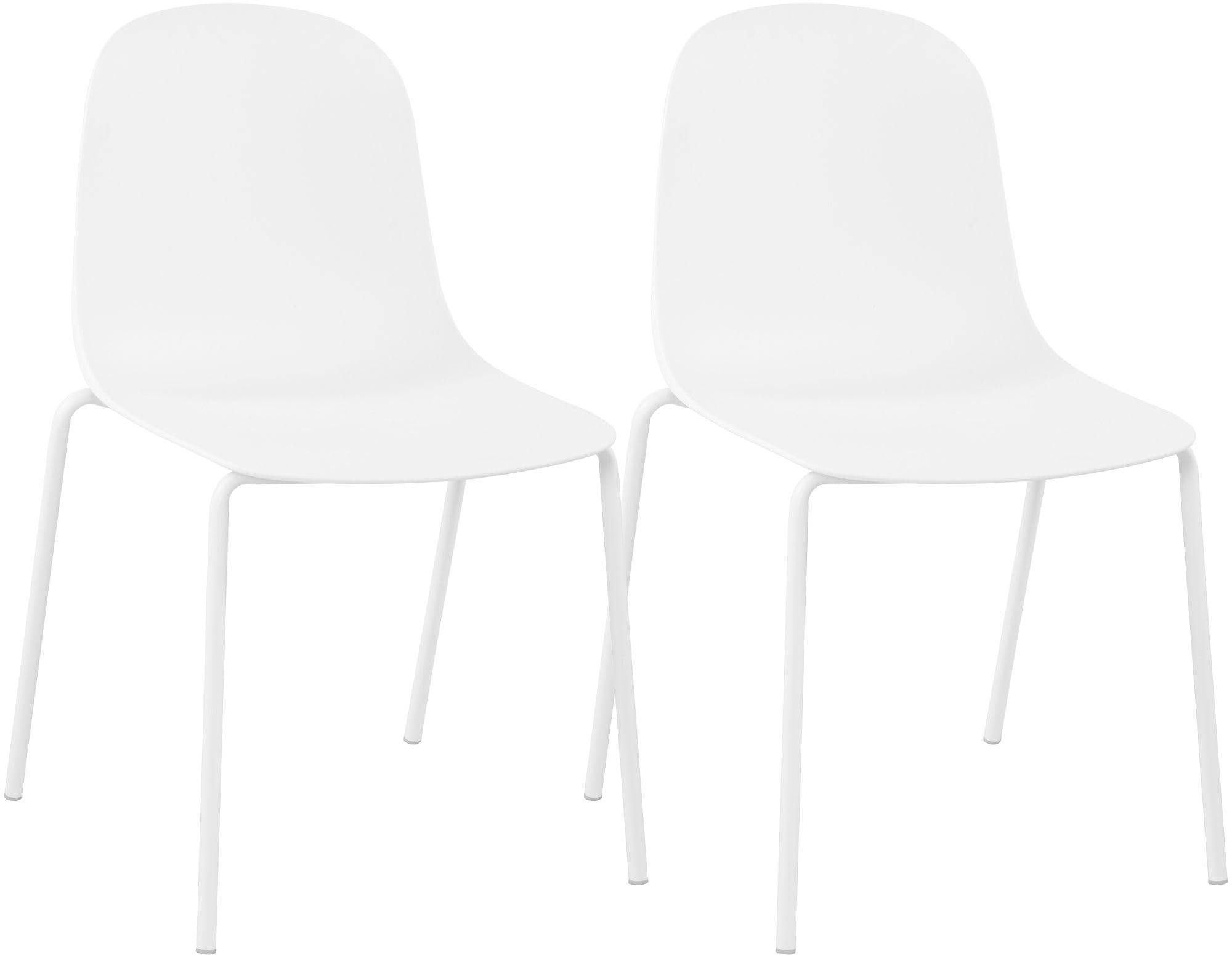 CLP Juego de 2 sillas apilables Hardin con Asiento ergonómico de plástico y Estructura metálica para Comedor, Sala de reuniones y Cocina Color:Blanco
