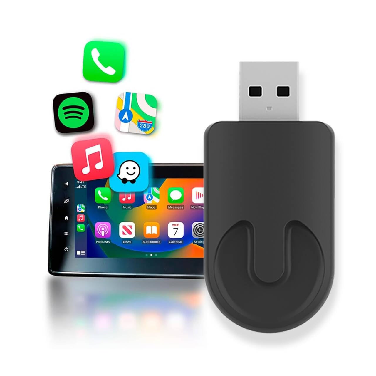 Wireless CarPlay Adapter: Converts Wired to Wireless CarPlay, Plug & Play Dongle for Cars (2015+), Compatible with iPhone iOS 10+