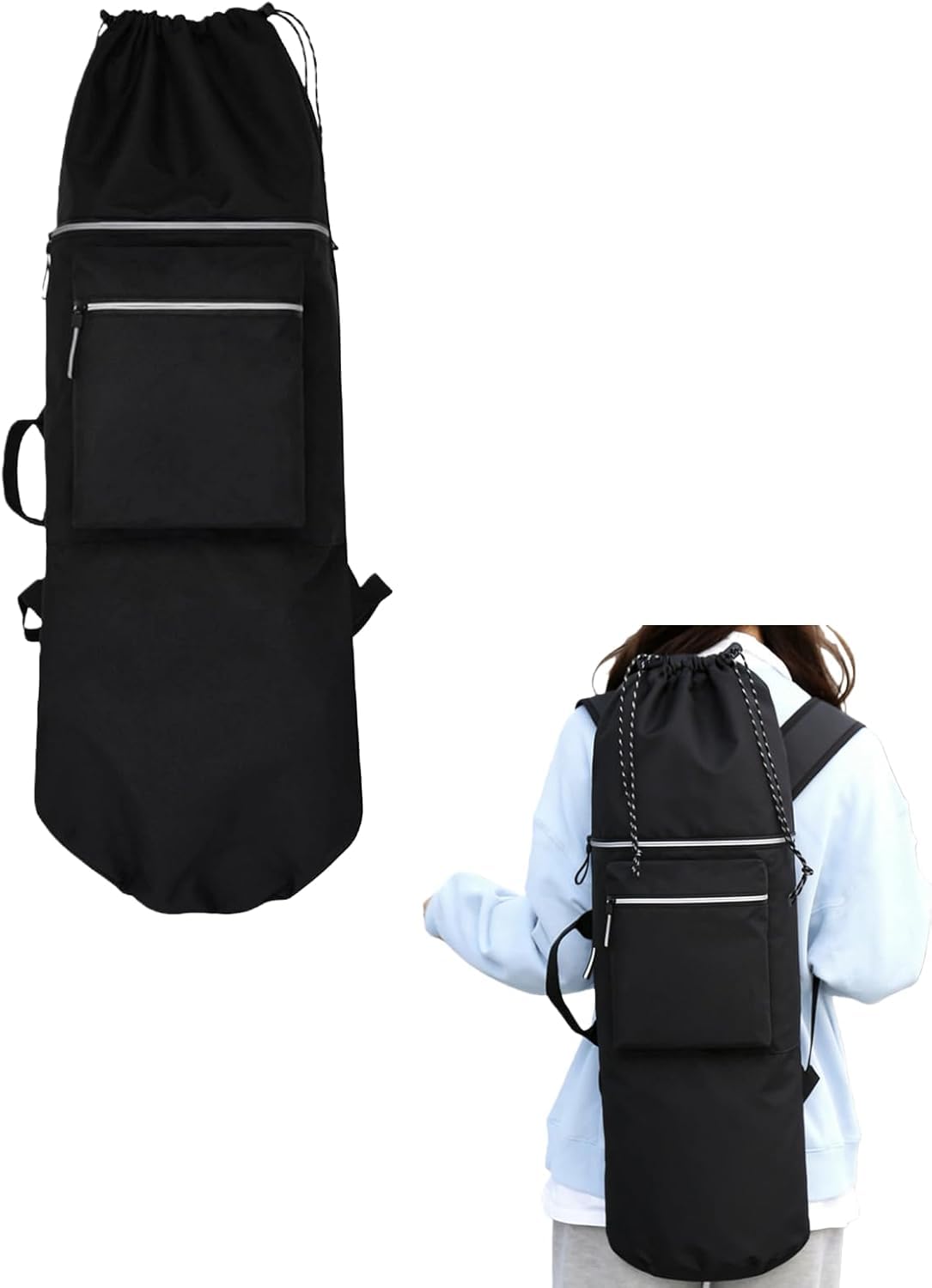 Segrehy Skateboard Backpack Bag, Waterproof & Night Reflective with Adjustable Straps, Multi-Pocket Skateboard Storage Organizer, Thickened Oxford Cloth, Perfect for Outdoor Sports, Travel(Black)