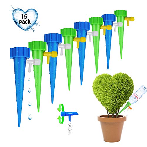 YIKEF Juego de 15 riego por Goteo automático, Sistema de riego para jardínAjustable Piezas Riego por Ggoteo Spike Sistema de Irrigación para Jardín Bonsáis y Flores