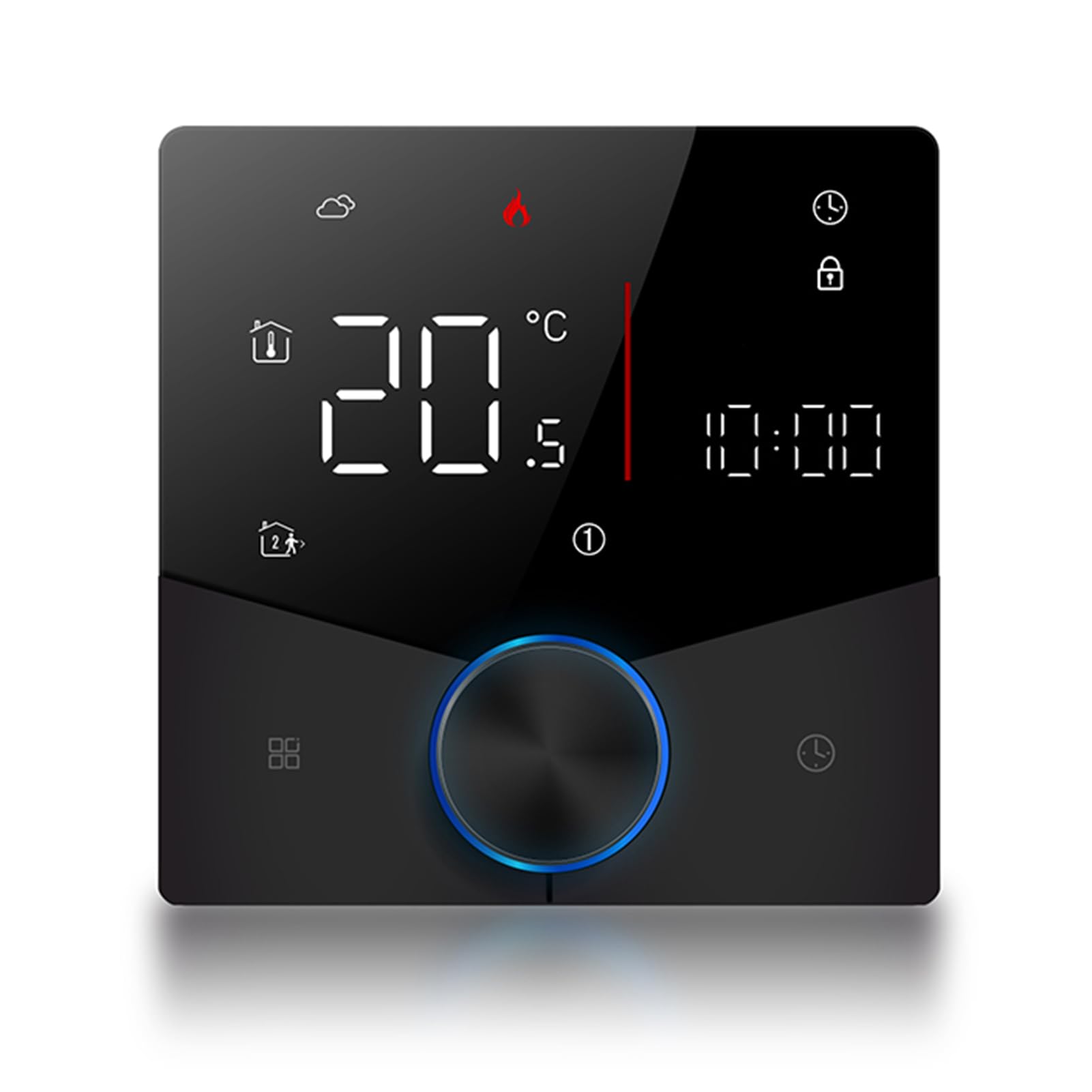 Hyuduo Inteligentny Termostat WiFi, Sterownik Wodnego Ogrzewania Podłogowego 5A ze Sterowaniem za pomocą Aplikacji, Programowalny Co tydzień Panel Dotykowy, Pokrętło Kolorowego Oświetlenia,
