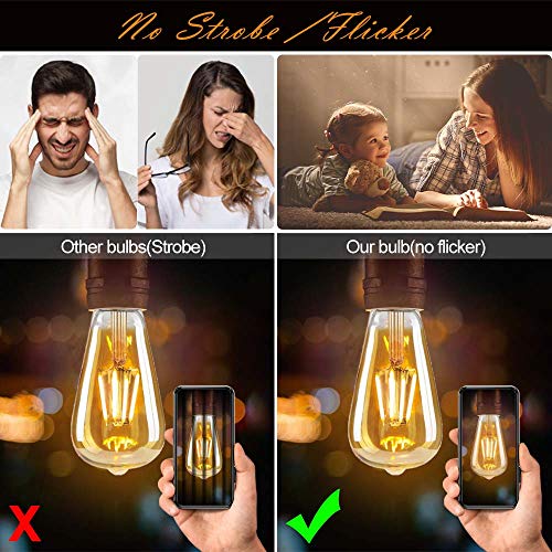 LED Vintage Edison-gloeilamp, Edison E27-schroeflamp 4W (40W-equivalent) Retro energiebesparende vintage gloeilamp… - Afbeelding 5