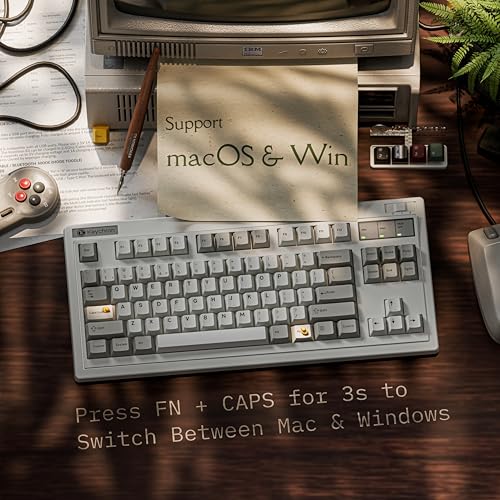 Image of Keychron R3 Retro Wireless Mechanical Keyboard, 80% TKL Hot Swappable RGB Tactile Brown Switch, QMK Tri-Mode(2.4 GHz /Bluetooth /Wired), Compatible with Mac PC Linux