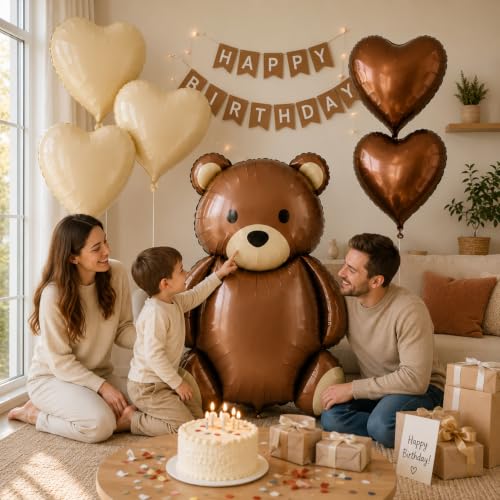 Image of Teddy Bear Theme Foil Balloons For Birthday, Baby Shower, Anniversary & Party Decoration | Set of 6 Pcs