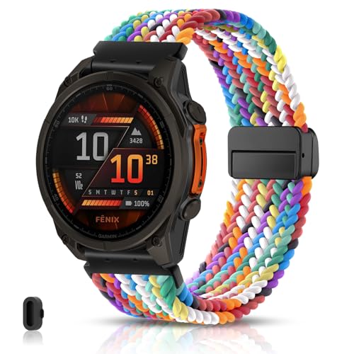 22mm �u���C�h���[�v Garmin Fenix 8-47mm/E-47mm/7/7pro/6/6pro/5/5plus�ɑΉ� �N�C�b�N�t�B�b�g �}�O�l�b�g���L�k�i�C�����X�|�[�c�X�g���b�v Forerunner 970/965/955/945/935/7