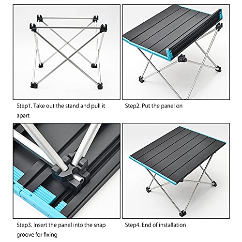 Table pliante de camping bleue robuste et stable pour extérieur - 4