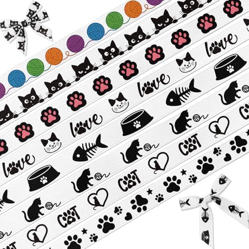 Amazon.com: Kutyndrix 8 Pack Cat Grosgrain Ribbon 3/8 Inch x 24 Yards ...