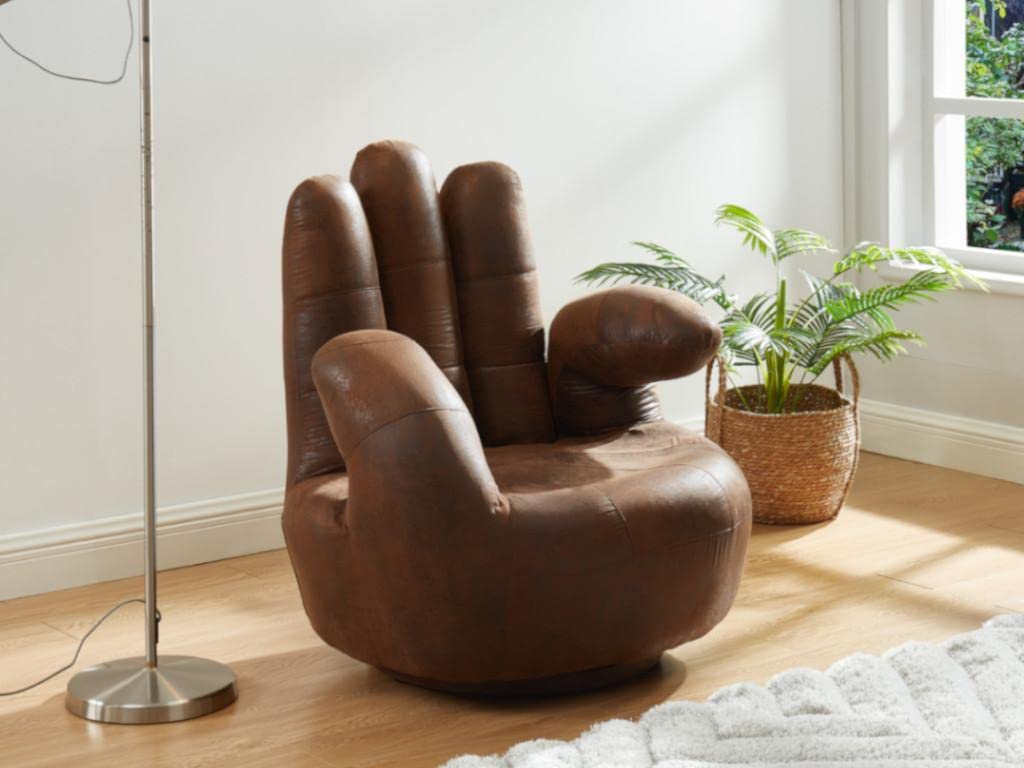 Vente-unique - Fauteuil Main pivotant Catchy en Microfibre vieillie
