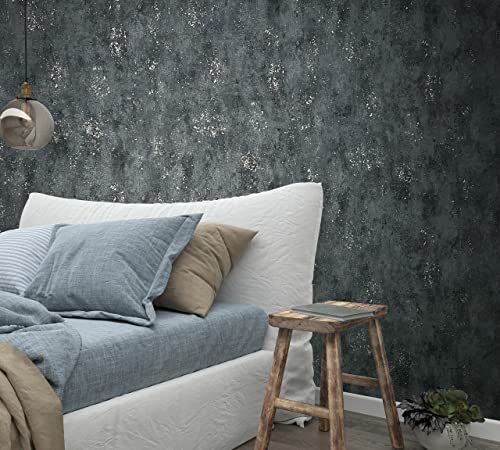 Marburg Wallpaper Black Dark Grey Concrete Look Non-Woven Wallpaper Concrete for Bedroom or Living Room 100% Made in Germany Premium Quality 10,05 x 0,53m 32638 - Image 3