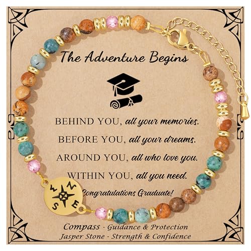 JoycuFF Graduation Gifts for Women Jasper Stone Bracelet for Her High School College 5th 8th Grade Degree Class of 2026 Graduation Gifts for Her