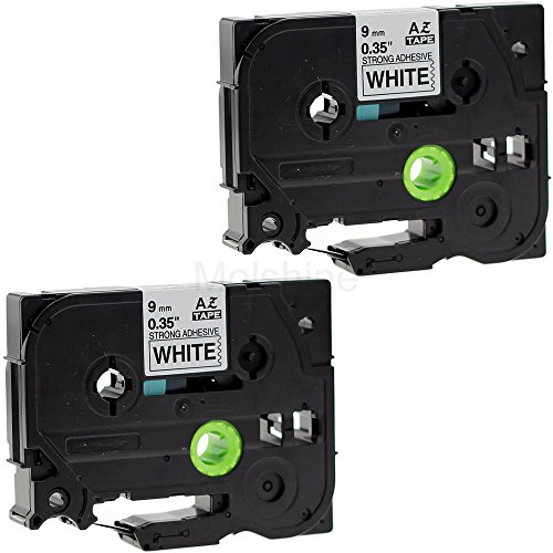 Molshine Compatible Label Tape Replacement for Brother TZe-S221 Black on White (0.35inch 3/8inch 9mm) 2 Pack