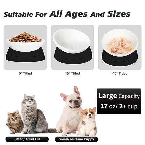 Hi, Ravitat Elevated Cat Bowl, Adjustable Raised Slanted Food Bowl for Cats and Small Dogs, Wide Shallow PP Dish with TPR Non Slip Base, Whisker Friendly, 17 oz by Hi, Ravitat - Image 3