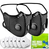 BASE CAMP M Cross Dust Mask, Reusable Breathable Comfortable Sport Safety Work Mask with Extra 6 Activated Carbon Filters for Woodworking Construction Sanding Gardening Sawing