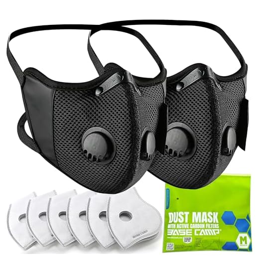 BASE CAMP M Cross Dust Face Mask 2 Pack with Extra 6 Activated Carbon Filters for Woodworking Construction Mowing Sanding Gardening Cleaning Painting Sawing and Grinding
