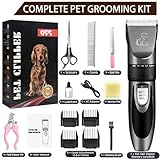 Anluomafuy Hundeschermaschine, Leise Schermaschine Hund Katze, IPX7 Wasserdichtes Schermaschine Hund Katze, 2 Stunden Akkulaufzeit, mit Haustierpflegeset, für Dickes, Langes und Lockiges Tierhaare