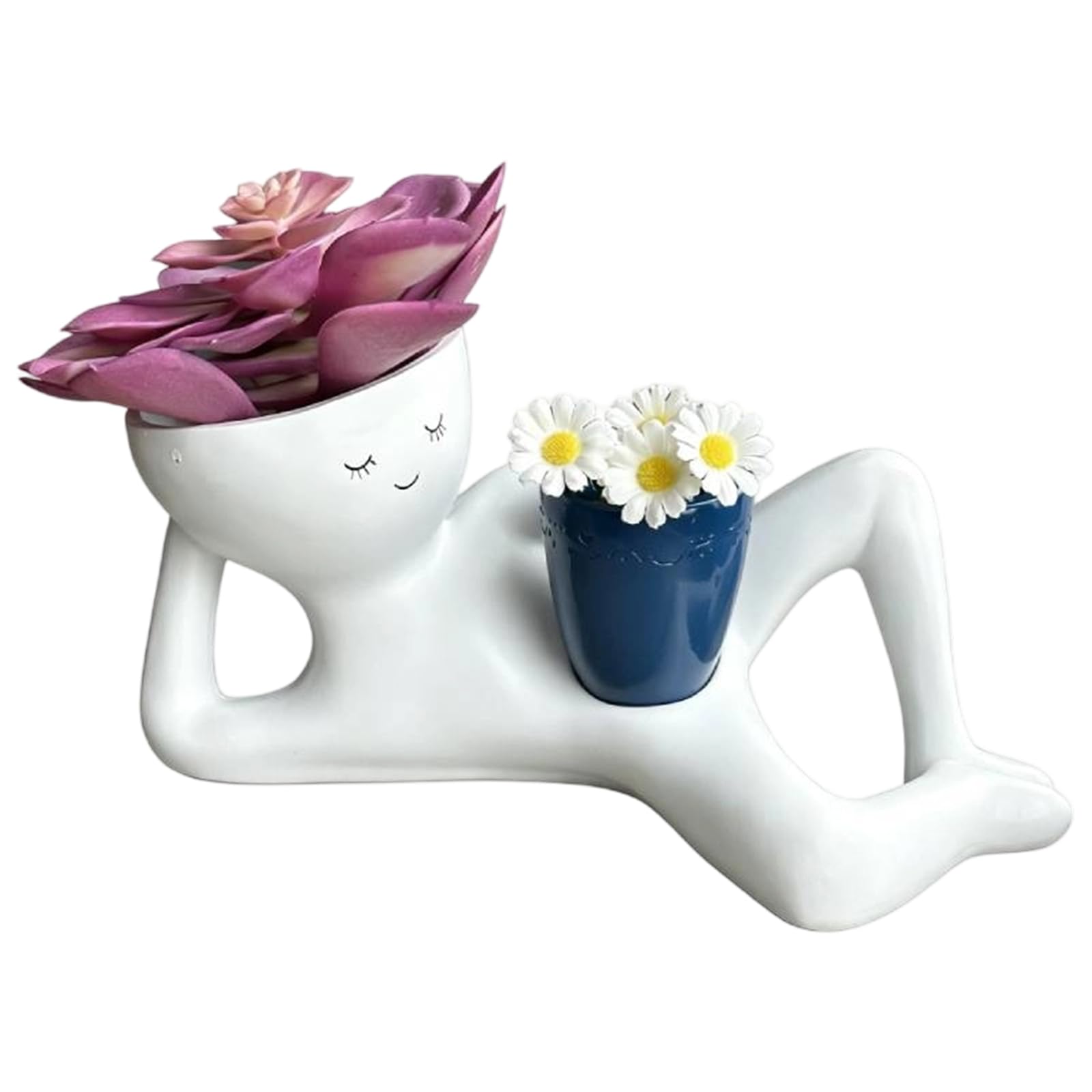 Resin Goofy Plant Pots with Drainage Hole – Cute Head Succulent Planter