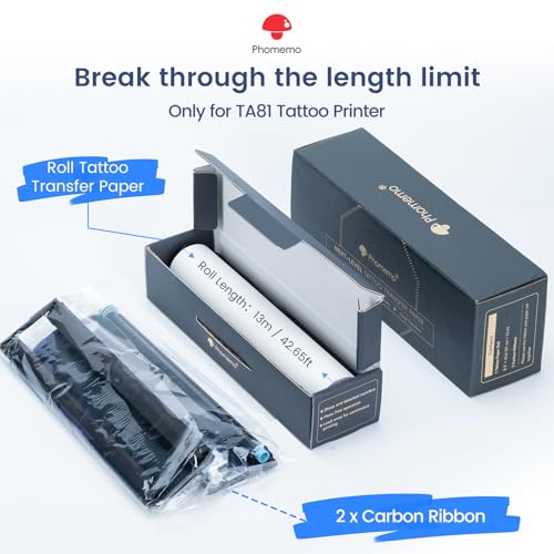Image of Phomemo TA81 Tattoo Transfer Paper Roll - Only For TA81 Tattoo Stencil Printer Machines, with 2 Exclusive Thermal Transfer Ribbons