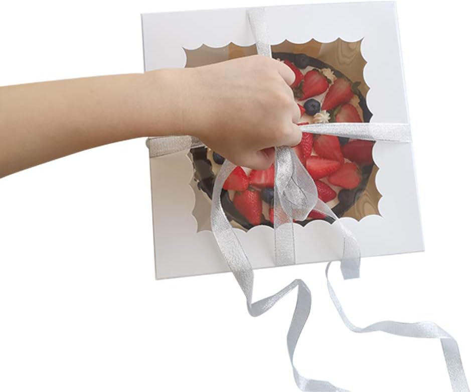10” x 10” x 5” Cake Boxes With Window & 10” Round Cake Boards(10 Pack Of Each), Paper Cake Bakery Box For Bakery, Cakes, Pastries By zmybcpack