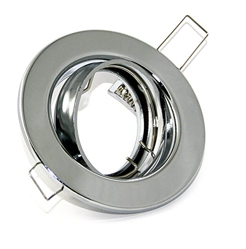 Kamilux LED & Halogen 'Tom' Decken Einbaustrahler in chrom (ohne Leuchtmittel) + GU10 230V Hochvolt Fassung & GU5.3 12V Niedervolt Fassung