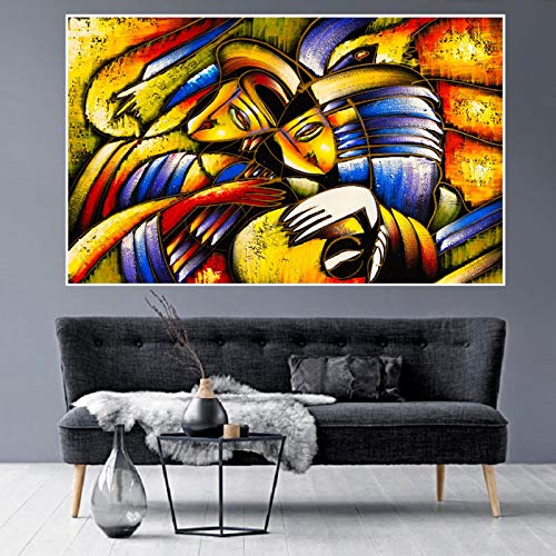 Peinture de visage abstrait habille un mur vide sans cadre