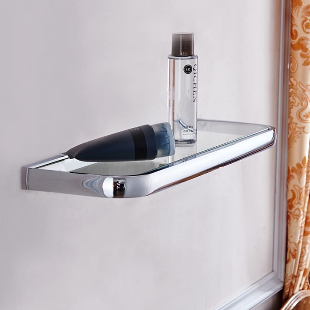 Estantería De Cristal para Baño, Estantes De Pared, Vidrio Templado, Organizador De Almacenamiento para Ducha, Estante De Almacenamiento Colgante De Cobre Croma