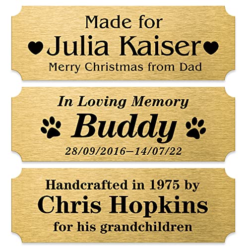 Image of Caramel Sweet Life Personalized Name Plates, Solid Brass Engraved Plaque, Trophy Plates Engraved, Custom Name Plate with Adhesive Backing or Screws, 6 inch W x 2 inch H