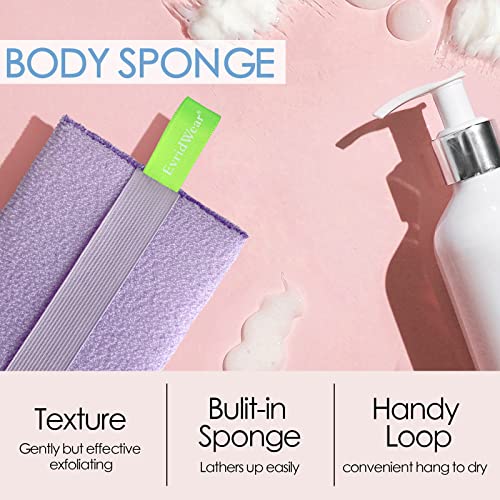 Evridwear Exfoliating Bath Sponge, Daily Skincare Body Scrubbers Loofah Shower Pads With Strap For Body Cleansing, Dead Skin Cell Remover, 3 Count Value Pack(Macaroon) #TOP1