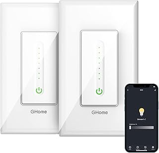 Smart Dimmer Switch Work with Alexa Google Home, Single Pole 2.4GHz Wi-Fi Switch for Dimmable LED CFL INC Light Bulbs, Neutral Wire Required, UL Certified, No Hub Required, 2Pack