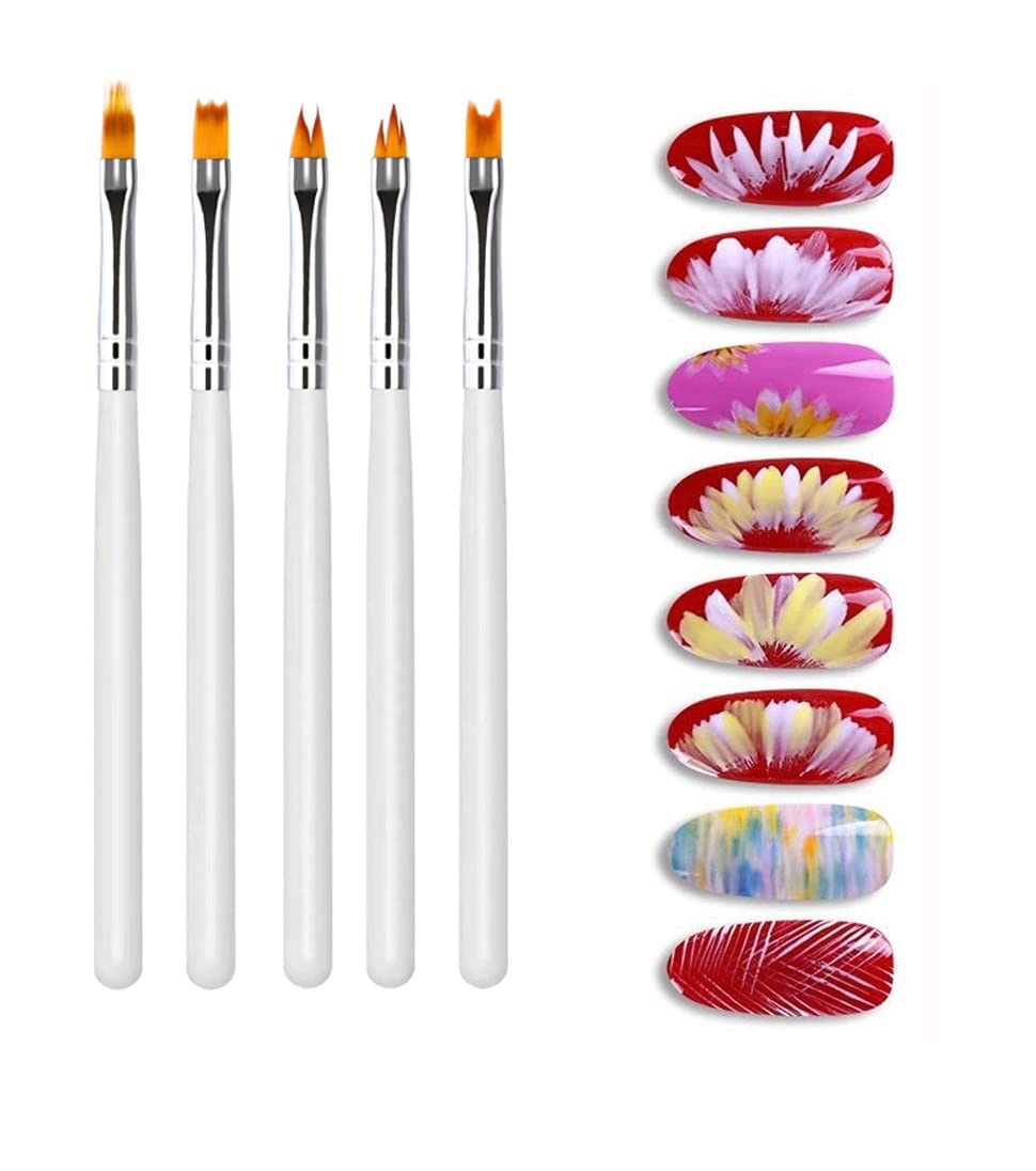 5Pcs Nail Art Brush DIY Petal Flower Painting Pen Gradient Acrylic Painting Brush Set Manicure Tools for Girls-image-46